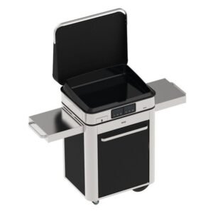 Plancha électrique Enosign 65 inox et noir sur chariot + capot